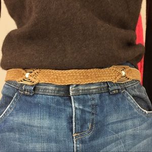 Boho Braided Leather Belt Tie Back with Beads